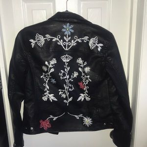Rue 21 faux leather jacket with floral details